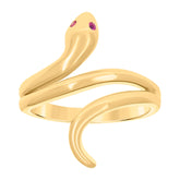 14kt Yellow Gold Womens Purple Cubic-Zirconia Snake Reptile Wildlife Ring